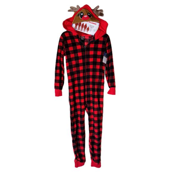 New 7/8‎ Kids Boys Girls Matching Reindeer One Piece Pajamas Outfit Christmas - Picture 8 of 9